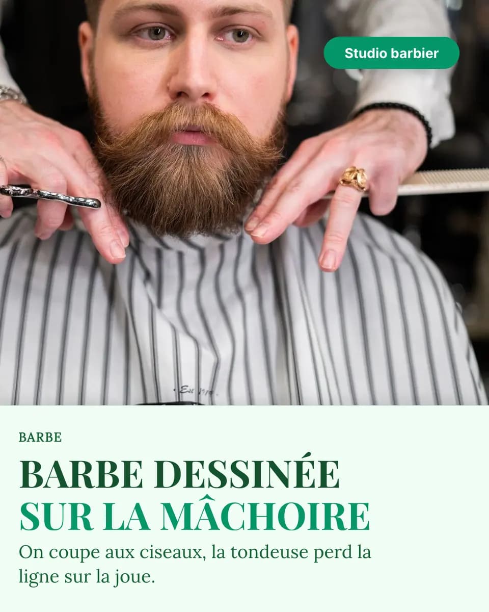 BARBE DESSINÉE SUR LA MÂCHOIRE, Studio barbier