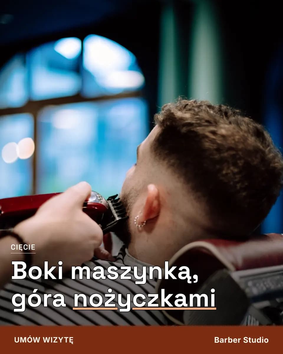 Boki maszynką, góra nożyczkami, Barber Studio
