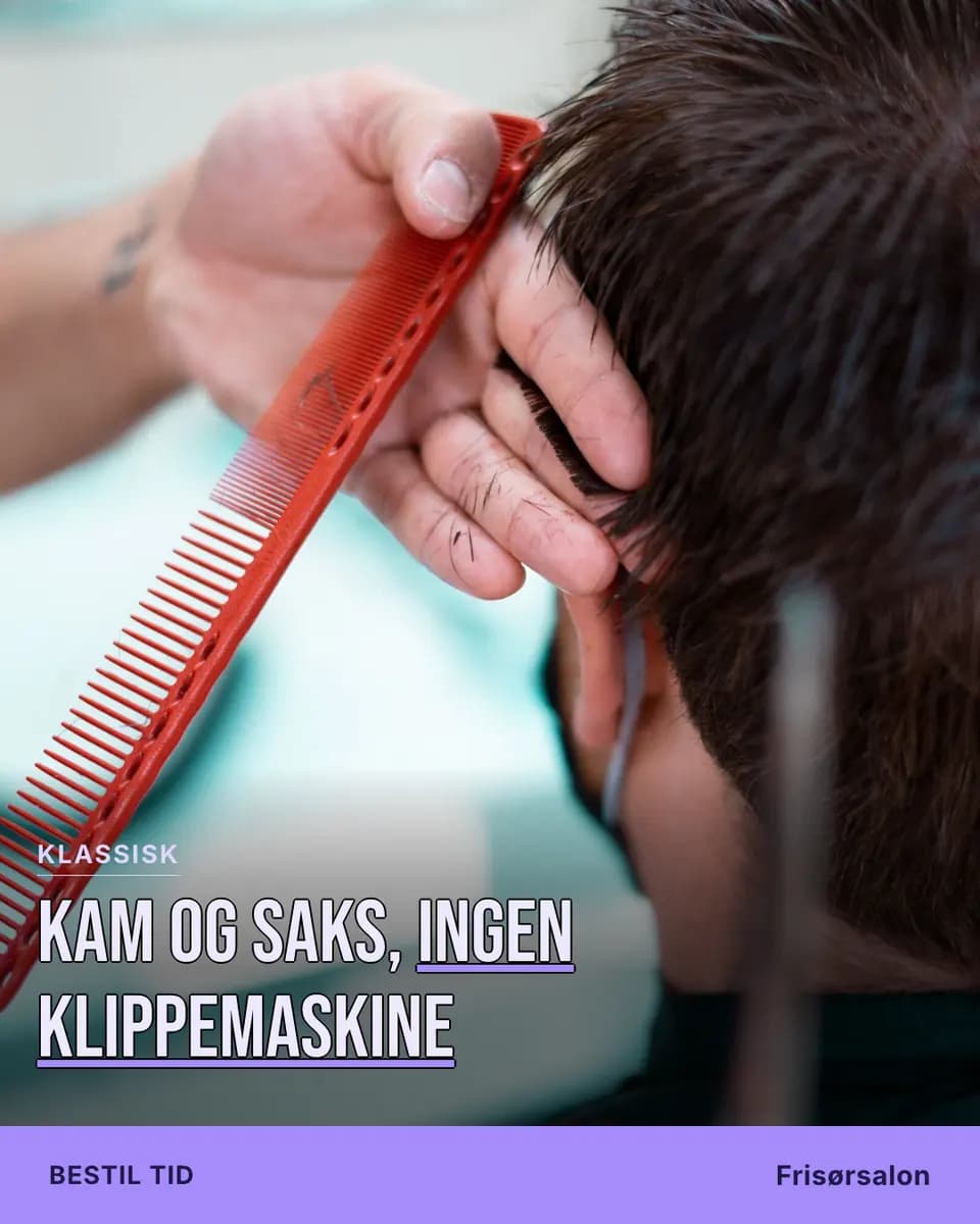 Kam og saks, ingen klippemaskine, Frisørsalon