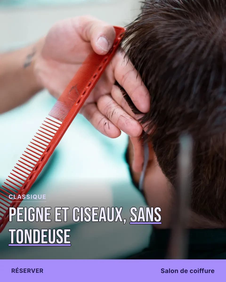 Peigne et ciseaux, sans tondeuse, Salon de coiffure