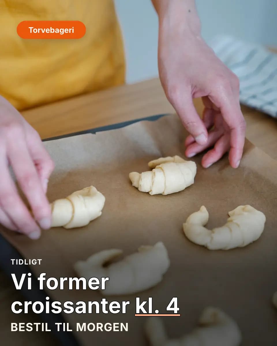 Vi former croissanter kl. 4, Torvebageri