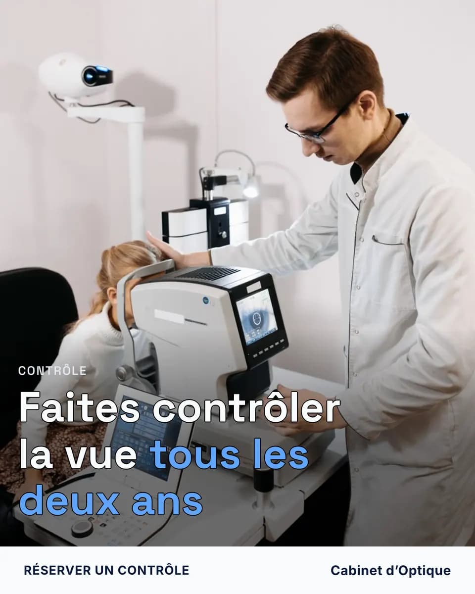 Faites contrôler la vue tous les deux ans, Cabinet d’Optique