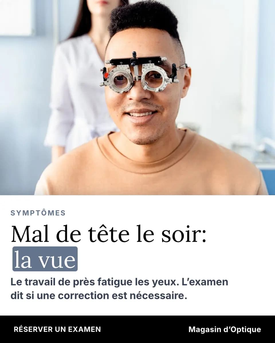 Mal de tête le soir: la vue, Magasin d’Optique