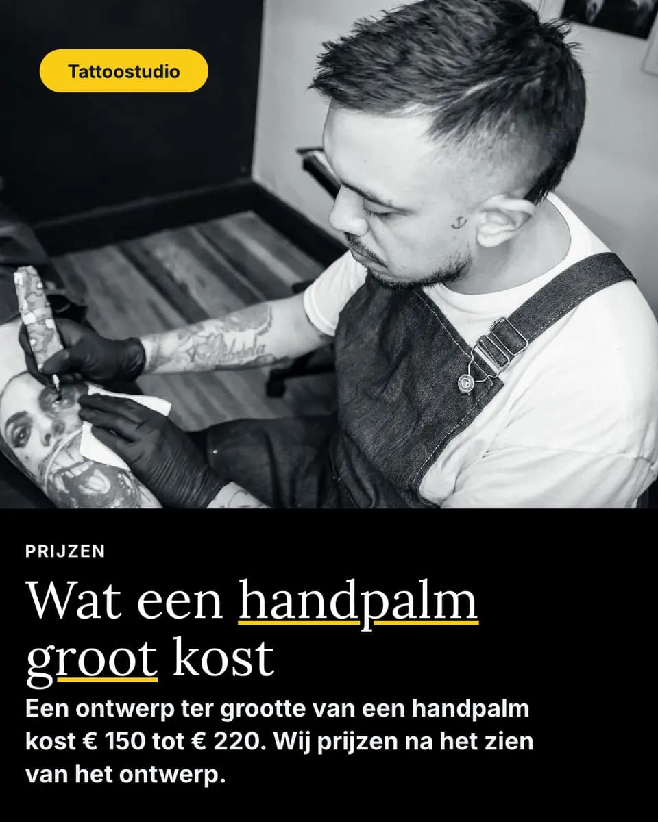 Wat een handpalm groot kost, Tattoostudio