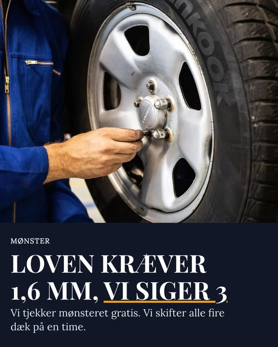 LOVEN KRÆVER 1,6 MM, VI SIGER 3, Dækservice