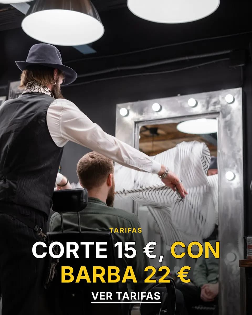 CORTE 15 €, CON BARBA 22 €, Salón de Peluquería