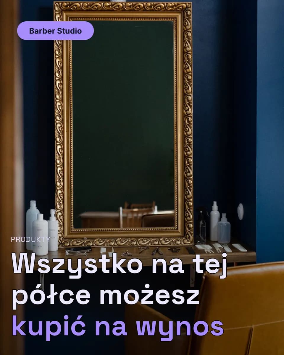 Wszystko na tej półce możesz kupić na wynos — Barber Studio