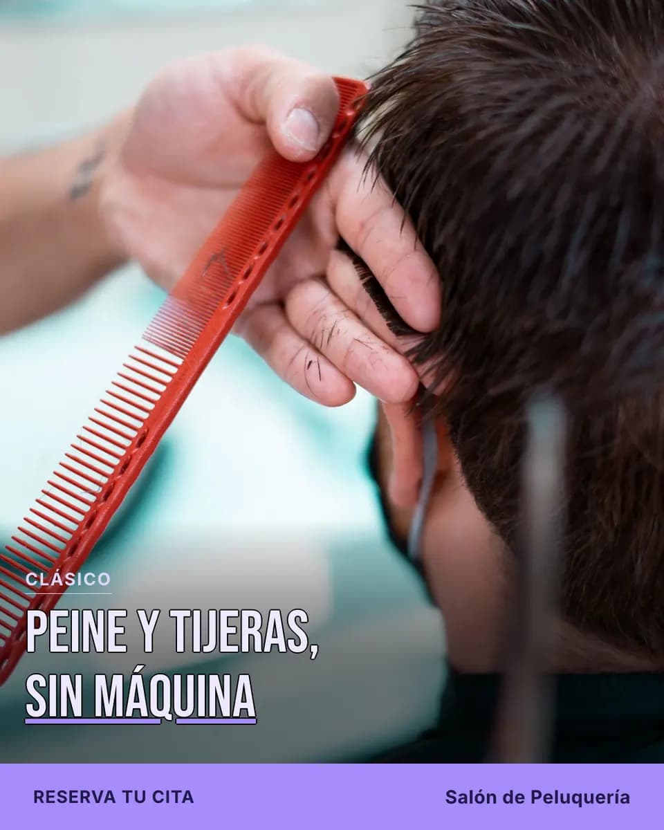 Peine y tijeras, sin máquina, Salón de Peluquería