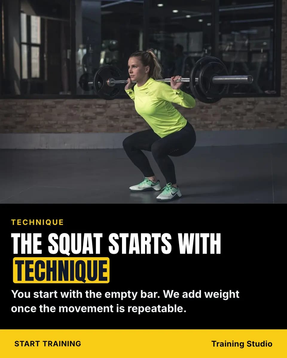 THE SQUAT STARTS WITH TECHNIQUE, Training Studio