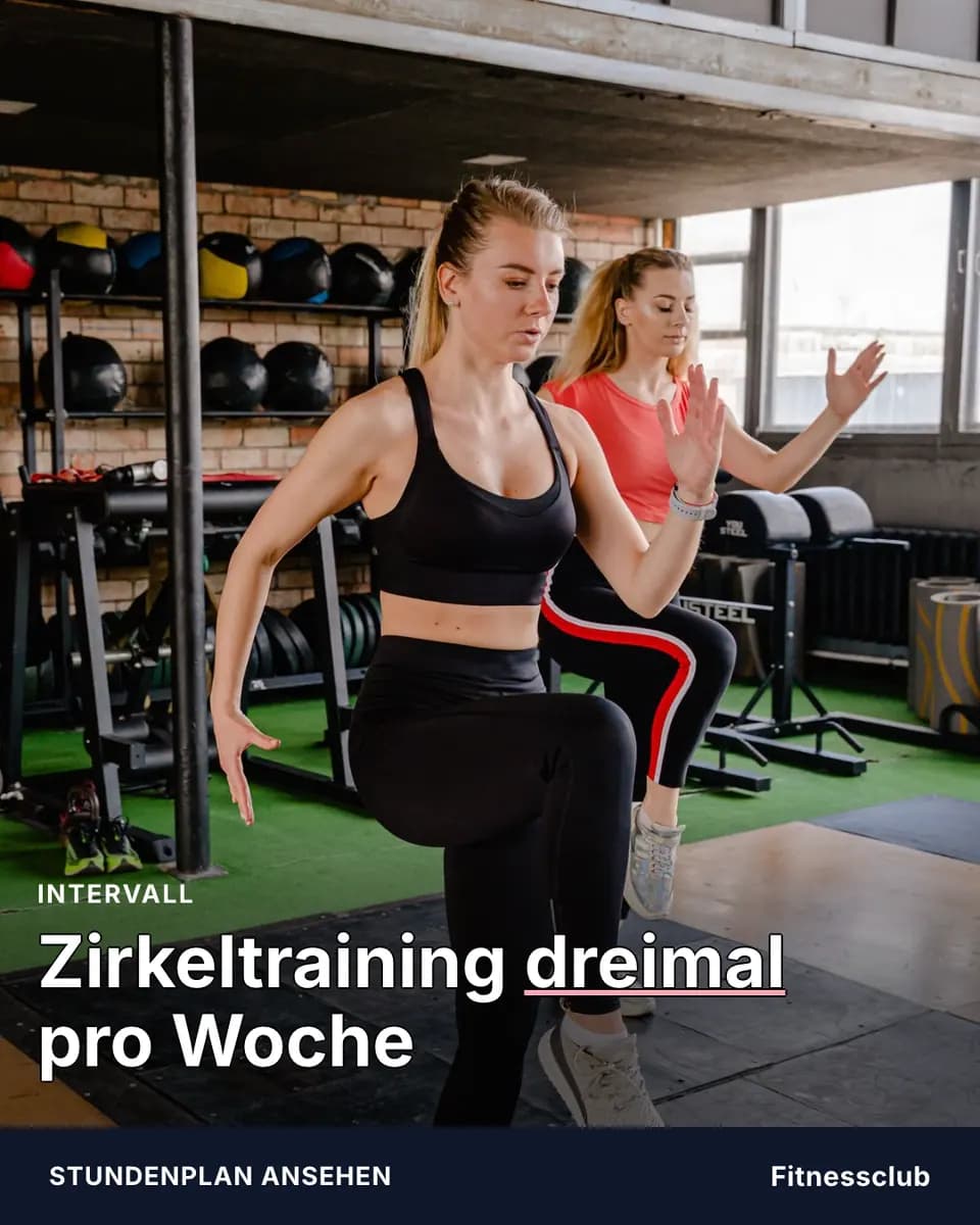 Zirkeltraining dreimal pro Woche, Fitnessclub