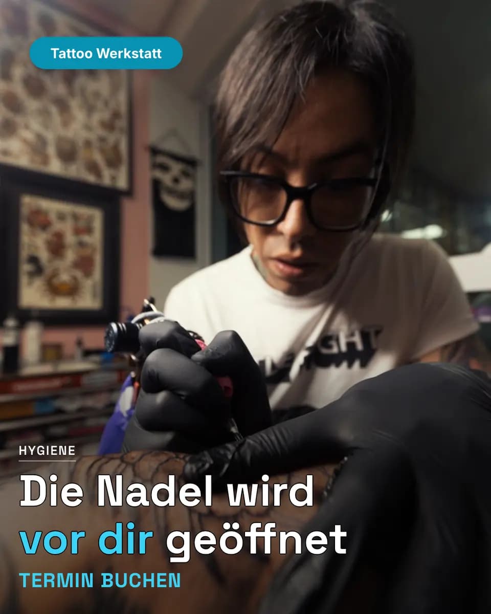 Die Nadel wird vor dir geöffnet, Tattoo Werkstatt