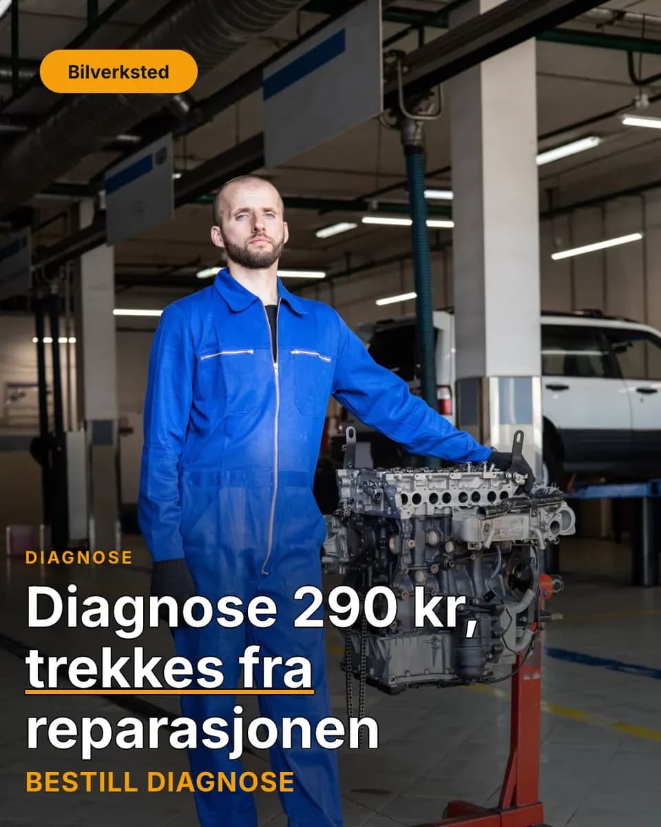 Diagnose 290 kr, trekkes fra reparasjonen, Bilverksted